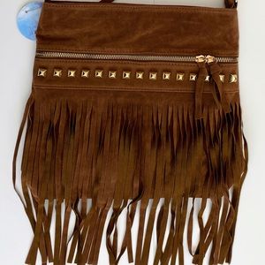 Brown Fringe Crossbody Bag